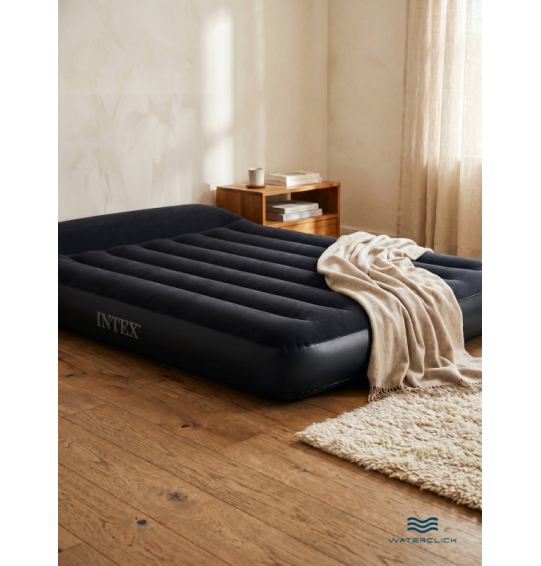 Надувной матрас с подголовником полутороспальный, 137x191x25см, до 273кг, Intex 64142