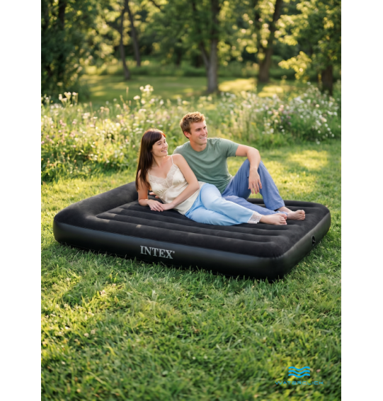 Надувной матрас с подголовником двуспальный, 183х203х25см, до 273кг, Intex 64144