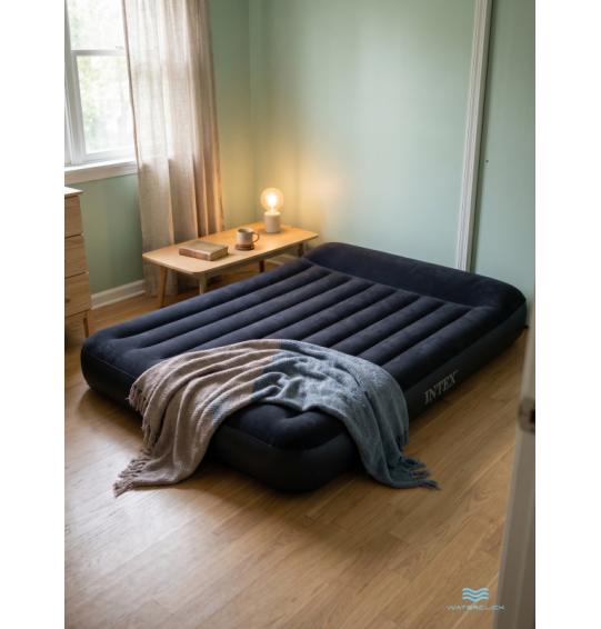 Надувной матрас с подголовником двуспальный, 183х203х25см, до 273кг, Intex 64144