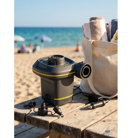 Насос электрический воздушный автомобильный/от сети, 12В/220В, 480л/мин, 3 насадки, Intex 66634