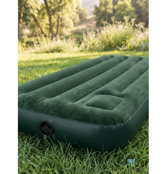 Надувной матрас + встроенный ножной насос "Downy Airbed With Fiber-Tech", 76х191х22, до 136 кг, Intex 66950