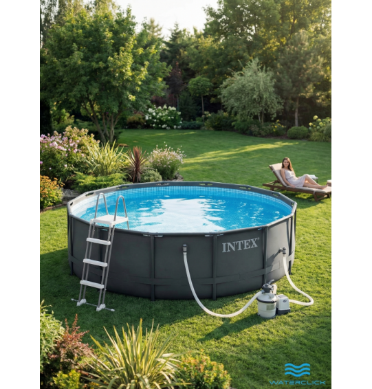Каркасный бассейн Intex 26326 "Ultra Frame", 488х122см, фильтр-насос, лестница, тент, подстилка