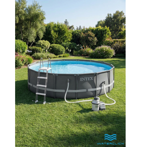 Каркасный бассейн Intex 26326 "Ultra Frame", 488х122см, фильтр-насос, лестница, тент, подстилка
