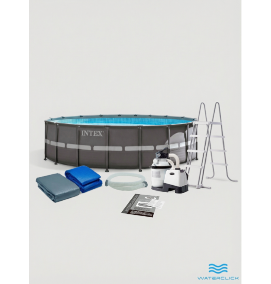 Каркасный бассейн Intex 26326 "Ultra Frame", 488х122см, фильтр-насос, лестница, тент, подстилка
