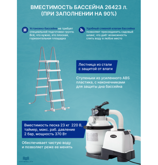 Каркасный бассейн круглый intex 26330NP "Ultra XTR Frame", 549*132 см, песчаный фильтр-насос, лестница, тент, подстилка