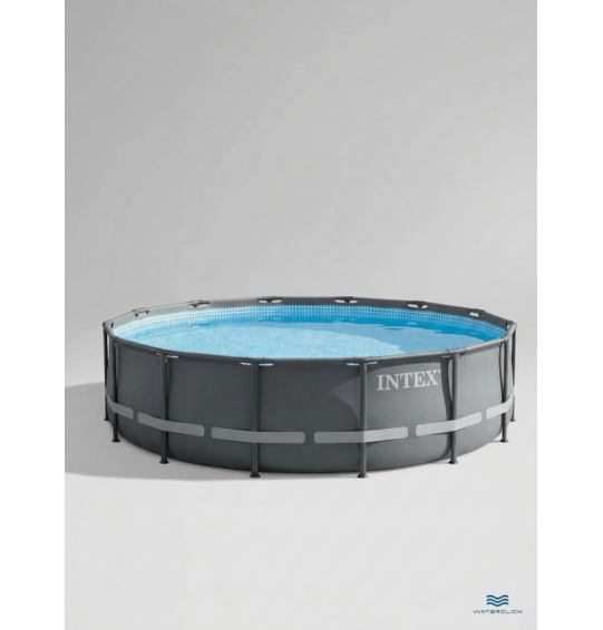 Каркасный бассейн круглый intex 26340 "Ultra Frame Pool", 732*132см, 47241л, песчаный фильтр-насос, лестница, тент, подстилка