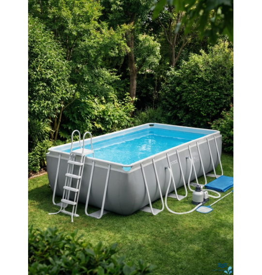 Каркасный прямоугольный бассейн Intex 26356 "Ultra XTR Frame", 549х274х132см, 17203л, песочный фильтр насос, лестница, тент, подстилка