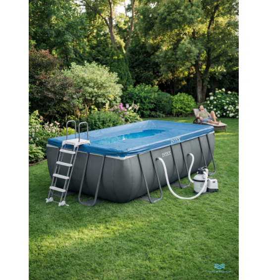 Каркасный прямоугольный бассейн Intex 26356 "Ultra XTR Frame", 549х274х132см, 17203л, песочный фильтр насос, лестница, тент, подстилка