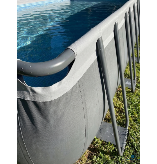 Каркасный прямоугольный бассейн (усиленная чаша) intex 26368 "Ultra Frame", 732х366х132см см, 31805л, фильтр-насос с хлорогенератором, лестница, тент, подстилка, скимер, сетка волейбольная