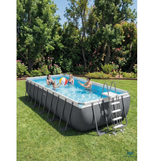 Каркасный прямоугольный бассейн intex 26374 "Ultra Frame", 975х488х132см, 54368л; фильтр - насос, лестница, тент, подстилка