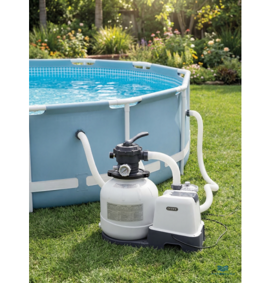 Песочный фильтр-насос + хлорогенератор Intex 26680 "Krystal Clear", 10000 л/ч, до 56800 литров.