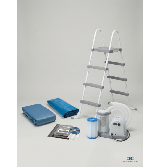 Бассейн каркасный круглый INTEX 28242, 457х122см, 16805л, картриджный фильтр-насос, лестница, тент, подстилка