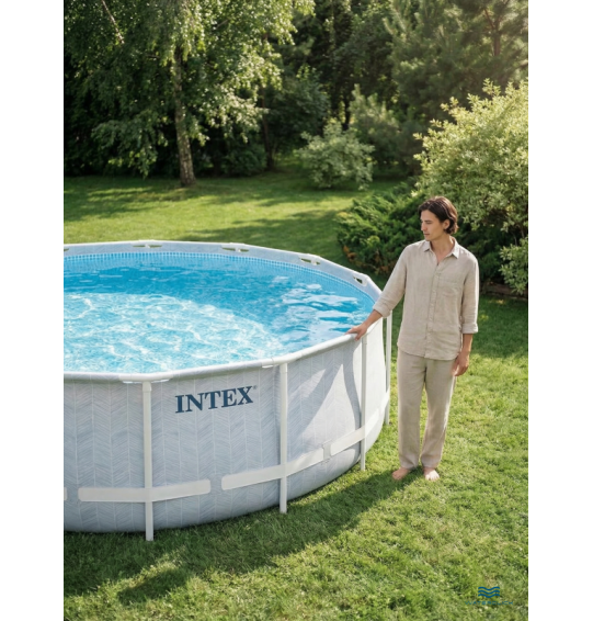 Бассейн каркасный круглый INTEX 26746, 488x122 см, 19156 л, картриджный фильтр-насос, лестница, тент, подстилка
