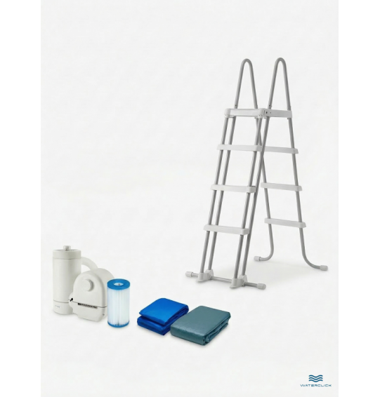 Бассейн каркасный круглый INTEX 26746, 488x122 см, 19156 л, картриджный фильтр-насос, лестница, тент, подстилка