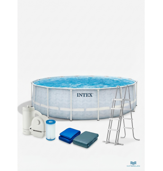 Бассейн каркасный круглый INTEX 26746, 488x122 см, 19156 л, картриджный фильтр-насос, лестница, тент, подстилка