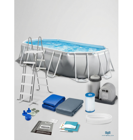 Бассейн каркасный овальный Intex 26796, 503х274х122см, 13365л, картриджный фильтр-насос, лестница, тент, подстилка