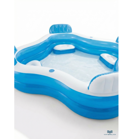 Бассейн надувной с сиденьями,подстаканникаит, 229x229х66см, от 3 лет, Intex 56475