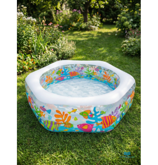 Бассейн надувной детский "Рифы океана", 191х178х61см, 541 л, от 6 лет,  Intex 56493