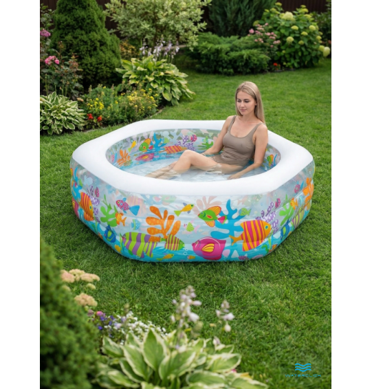 Бассейн надувной детский "Рифы океана", 191х178х61см, 541 л, от 6 лет,  Intex 56493