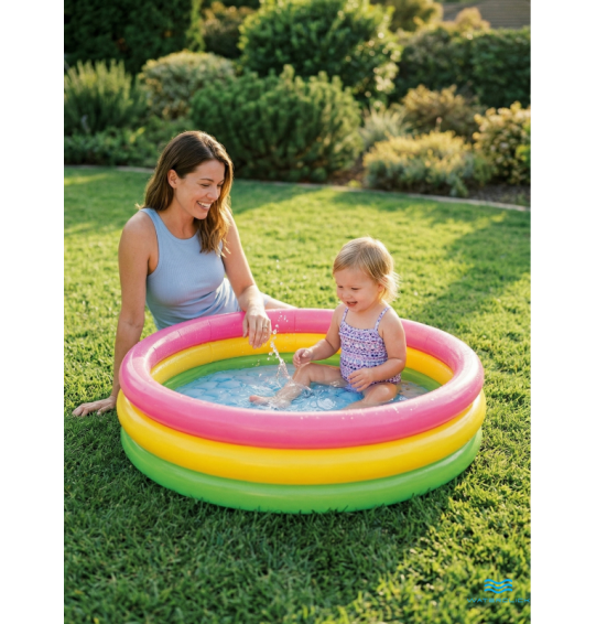 Надувной бассейн детский "Радуга", 61х22см, 34 л, от 1 до 3 лет, Intex 57107
