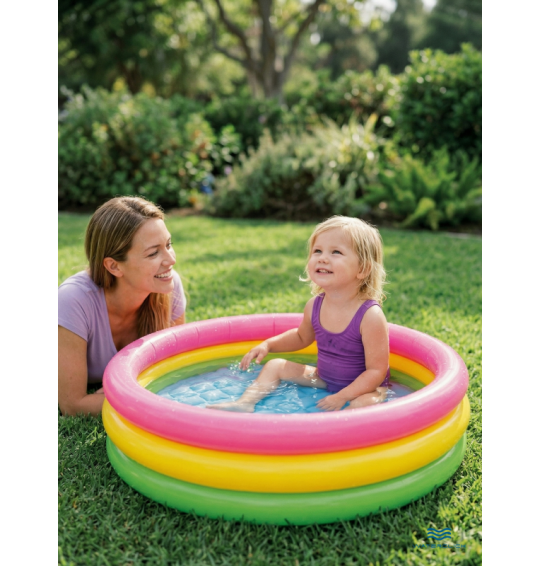 Надувной бассейн детский "Радуга", 61х22см, 34 л, от 1 до 3 лет, Intex 57107