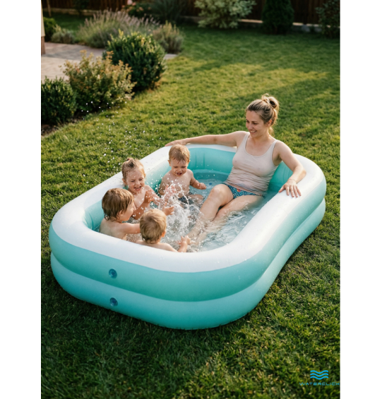 Бассейн надувной семейный "Бирюзовый" 229х147х46см, от 3 лет, 600 л, Intex 57181