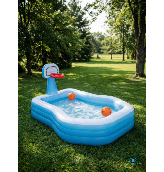 Надувной семейный бассейн игровой, с баскетбольным кольцом, 257х188х130 см, 682 л, Intex 57183