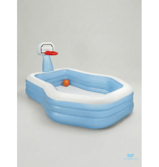 Надувной семейный бассейн игровой, с баскетбольным кольцом, 257х188х130 см, 682 л, Intex 57183