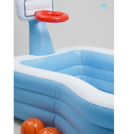 Надувной семейный бассейн игровой, с баскетбольным кольцом, 257х188х130 см, 682 л, Intex 57183