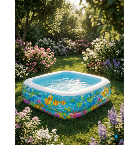 Бассейн надувной детский "Аквариум", 159х159х50 см, 340 л, от 3 лет, Intex 57471