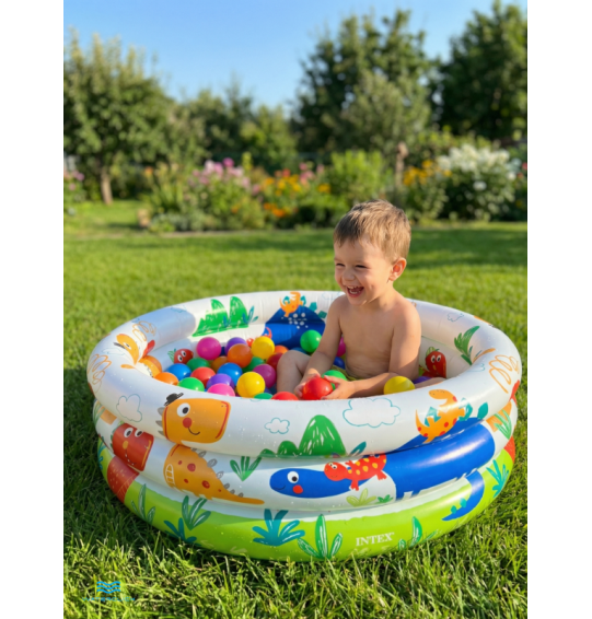 Надувной бассейн детский "Зверюшки", 61х22см, 1-3 года, 33 л, Intex 57106