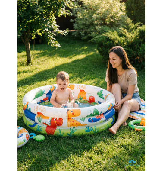 Надувной бассейн детский "Зверюшки", 61х22см, 1-3 года, 33 л, Intex 57106
