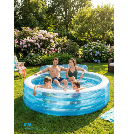 Бассейн надувной семейный с сиденьем и подголовником, 229х218х79см, от 6 лет, Intex 57190