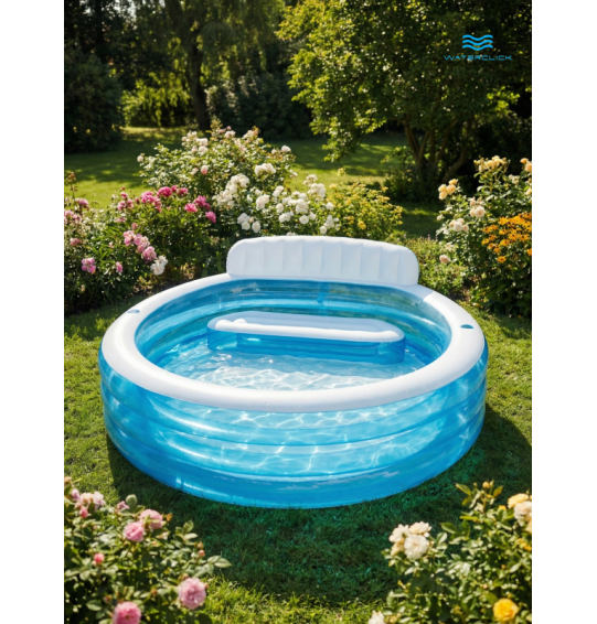 Бассейн надувной семейный с сиденьем и подголовником, 229х218х79см, от 6 лет, Intex 57190