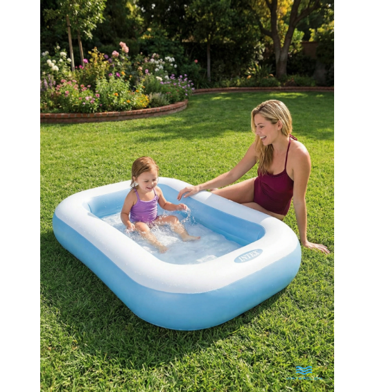 Надувной бассейн детский прямоугольный, 166х100х25 cм, 1-3 года, 90 л, Intex 57403