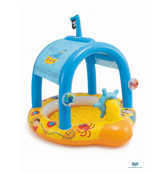 Детский надувной бассейн с навесом "Маленький капитан", 107х102х99см, 42 л, от 1 до 3 лет, Intex 57426