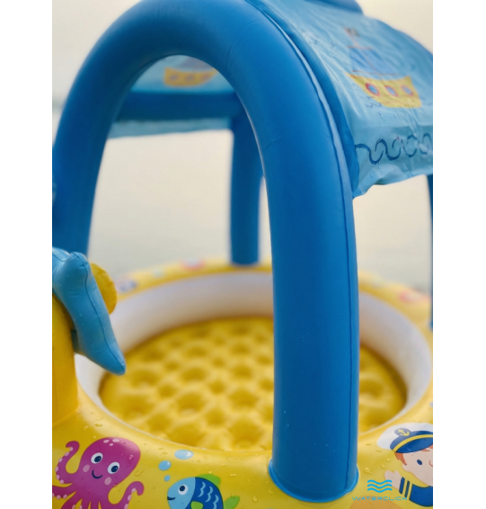 Детский надувной бассейн с навесом "Маленький капитан", 107х102х99см, 42 л, от 1 до 3 лет, Intex 57426