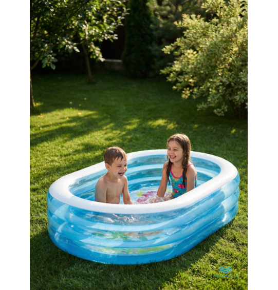 Бассейн надувной детский, овальный прозрачный, 163х107х46см, 238 л, от 3 лет, Intex 57482