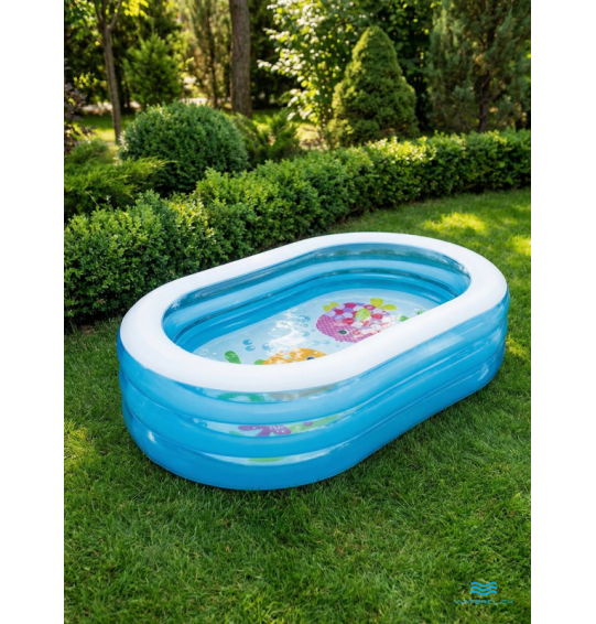 Бассейн надувной детский, овальный прозрачный, 163х107х46см, 238 л, от 3 лет, Intex 57482