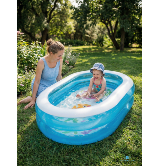 Бассейн надувной детский, овальный прозрачный, 163х107х46см, 238 л, от 3 лет, Intex 57482