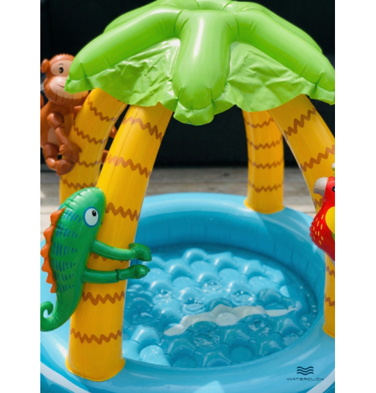 Детский надувной бассейн с навесом "Тропический остров", 102х86см, 45 л, от 1 до 3 лет, Intex 58417