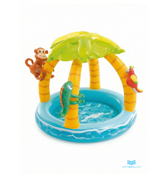 Детский надувной бассейн с навесом "Тропический остров", 102х86см, 45 л, от 1 до 3 лет, Intex 58417