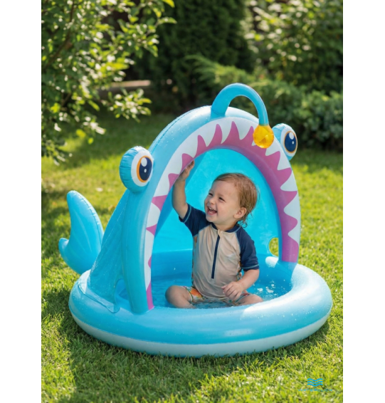 Детский надувной бассейн с навесом "Рыба", 127х102х86см, 45 л, от 1 до 3 лет, Intex 58419