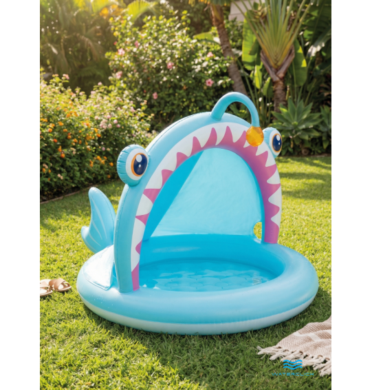 Детский надувной бассейн с навесом "Рыба", 127х102х86см, 45 л, от 1 до 3 лет, Intex 58419