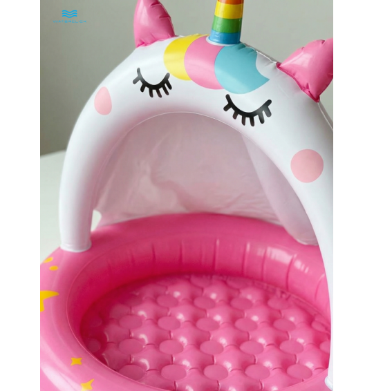 Детский надувной бассейн с навесом "Единорожка", 102х102см, 45 л, от 1 до 3 лет, Intex 58438