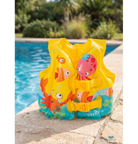 Жилет надувной для плавания детский "Счастливые рыбки", 3-5 лет, 41х30см, Intex 59661