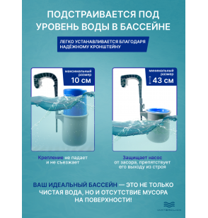 Скиммер для сбора мусора с поверхности бассейна Bestway 58233 с мешком для фильтрации мелкого мусора