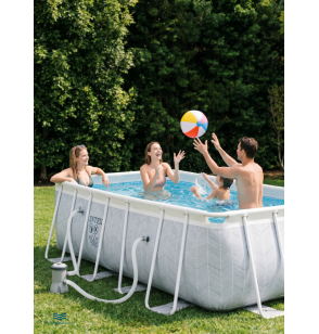 Бассейн каркасный прямоугольный Intex 26780 "Chevron Prism Frame" , 400х200х100 см, 6836 л, фильтр-насос 2006 л/ч, лестница
