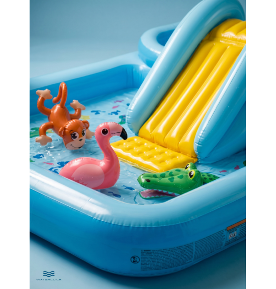 Надувной игровой центр "Джунгли" с горкой и фонтаном, Intex 57161, 244*198*71 см см, от 3 лет, 493 л Надувной игровой центр "Джунгли" с горкой и фонтаном, Intex 57161, 244*198*71 см см, от 3 лет, 493 л