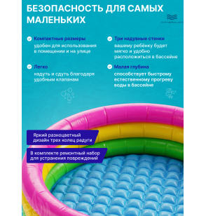 Надувной детский бассейн Intex 57412, 114x25 см с надувным дном, 131 л, от 2 лет